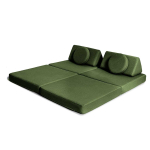 Samtige Kindersofa in dunklem Grün – edel und kinderfreundlich